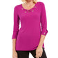 JM Collection Women's Lace up Grommet Trim Top Pink Size Small