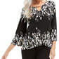 JM Collection Women's Twist Hem Keyhole Top Black Size Medium