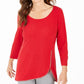 JM Collection Women's Rhinestone Zipper Trim Top Red Size XX-Large
