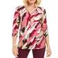 JM Collection Women's Zip Print Top Purple Size Medium