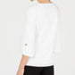 JM Collection Women's Key Hole Textured Top White Size Petite