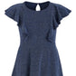 Epic Threads Big Girl's Metallic Knit Flutter Dress Blue Size Large