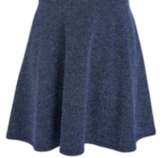 Epic Threads Big Girl's Metallic Knit Flutter Dress Blue Size Large