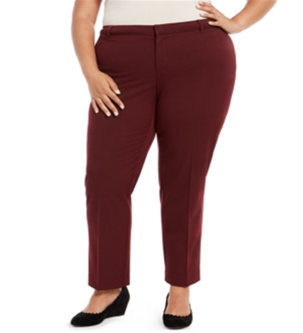 Charter Club Women's Plus Slim Leg Ankle Pants Red Size 28W