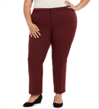 Charter Club Women's Plus Slim Leg Ankle Pants Red Size 28W