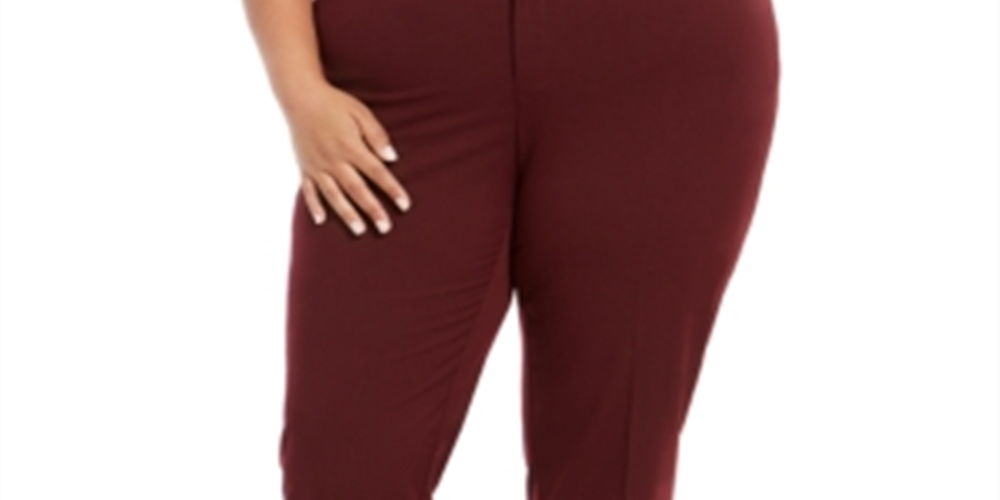 Charter Club Women's Plus Slim Leg Ankle Pants Red Size 28W