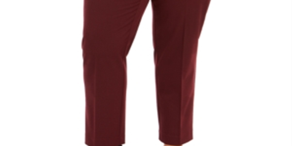 Charter Club Women's Plus Slim Leg Ankle Pants Red Size 28W