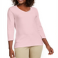 Karen Scott Women's Grommet Neck Cotton Top Pink Size Small
