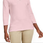 Karen Scott Women's Grommet Neck Cotton Top Pink Size Small