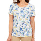 Karen Scott Women's Printed Scoop Neck T-Shirt White Size Large