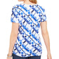 Karen Scott Women's Printed Scoop Neck T-Shirt Blue Size Large