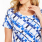 Karen Scott Women's Printed Scoop Neck T-Shirt Blue Size Large