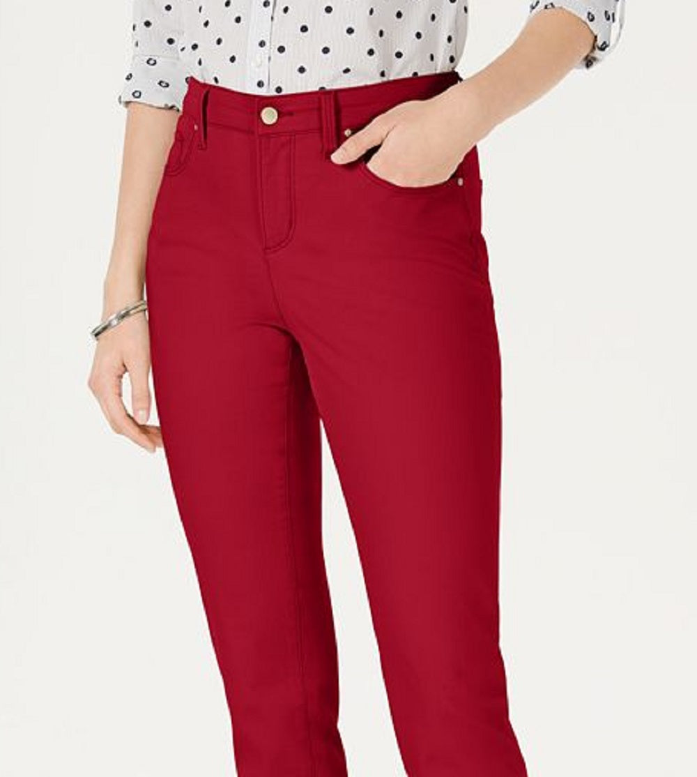 Charter Club Women's Tummy Control Bristol Capri Jeans Red Size 14 Petite