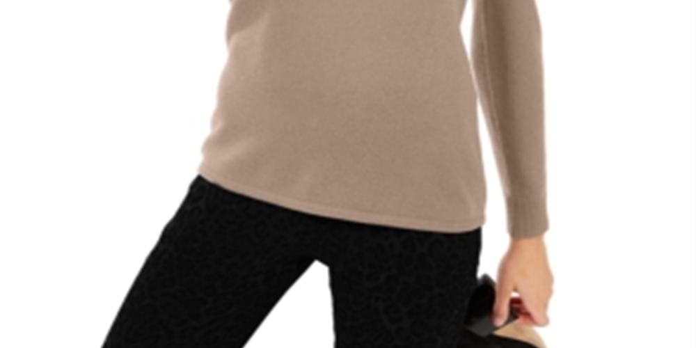 INC International Concepts Women's Cashmere Puff Sleeve Sweater Brown Size XS