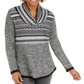 Style & Co Women's Cowl Neck Printed Sweater Black Size Petite XL