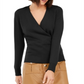 INC International Concepts Women's Cashmere Surplice Sweater Black Size X-Small