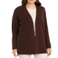 Style & Co Women's Open Front Button Trim Cardigan Brown Size Petite L