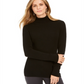 Style & Co Women's Ribbed Turtleneck Sweater Black Size Petite