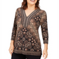 JM Collection Women's Embellished Y Neck Tunic Black Size Medium