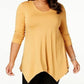 JM Collection Women's V Neck Handkerchief Hem Top Yellow Size X-Small