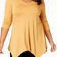 JM Collection Women's V Neck Handkerchief Hem Top Yellow Size X-Small