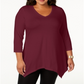 JM Collection Women's Handkerchief Hem Top -Purple Size 4X