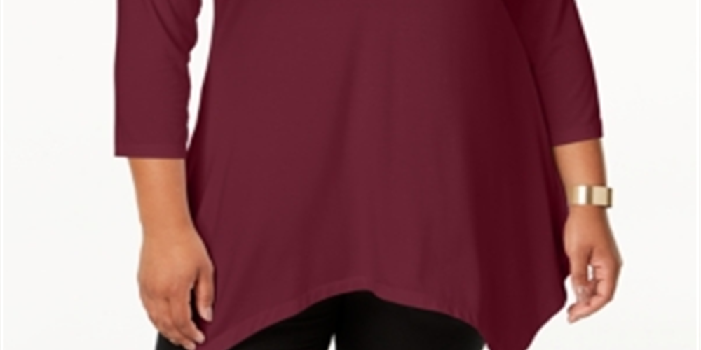 JM Collection Women's Handkerchief Hem Top -Purple Size 4X