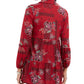 Style & Co Women's Paneled Mixed Print Mesh Shirt Red Size Small