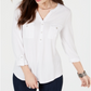 Style & Co Women's Roll Tab Popover Top White Size Petite