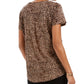 Style & Co Women's Leopard Print Cotton T-Shirt Brown Size Large