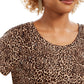 Style & Co Women's Leopard Print Cotton T-Shirt Brown Size Large