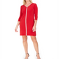 JM Collection Women's 3/4 Sleeve Above the Knee Shift Dress Red Size X-Small