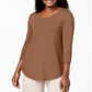 JM Collection Women's Three Quarter Sleeve Top Brown Size Petite