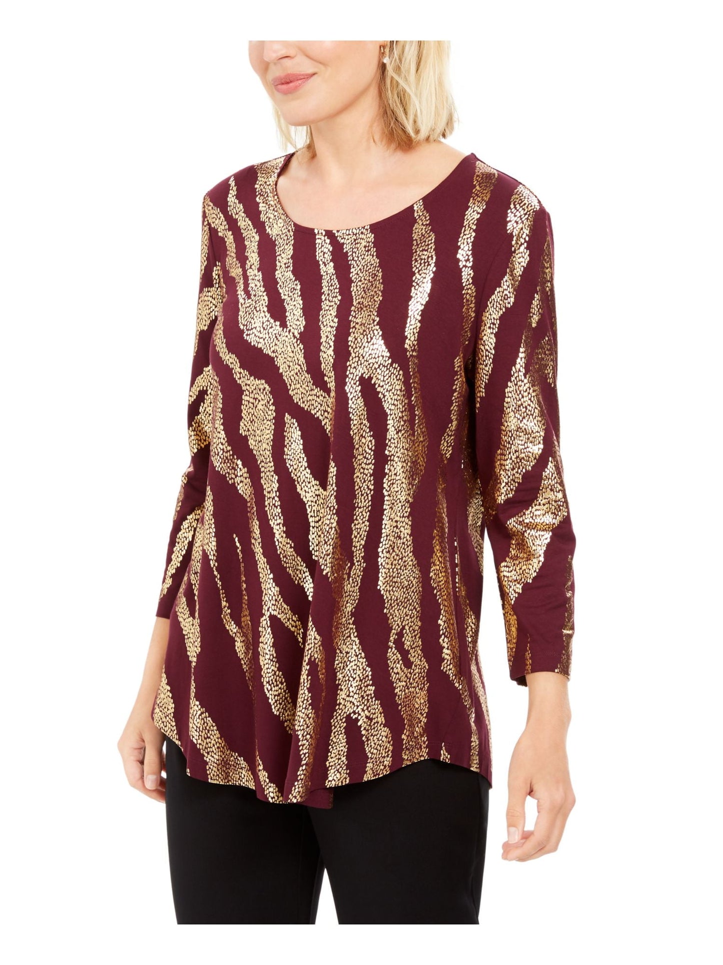 Jm Collection Women's Metallic-Print Top Size Petite