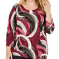 JM Collection Women's Plus Gel Dot Jacquard Printed Top Pink Size 0X