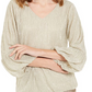Alfani Women's Metallic 3/4 Sleeve Top Beige Size Medium