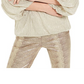 Alfani Women's Metallic 3/4 Sleeve Top Beige Size Medium