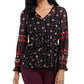 Style & Co Women's Black Tie Waist Peasant Blouse Size X-Small