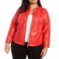 Alfani Women's Faux Leather Jacket Red Size 2X