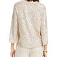 Alfani Women's Sequined Bell Sleeve Top Brown Size Petite Medium