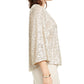 Alfani Women's Sequined Bell Sleeve Top Brown Size Petite Medium