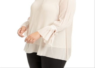 Alfani Women's Pleated Blouse Brown Size 2X