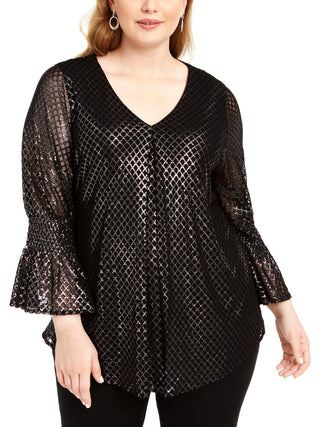 Alfani Women's Plus Size Metallic-Print Top Size 0X