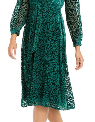 Alfani Women's Velvet Burnout Belted Shirtdress Green Size 18