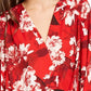 INC International Concepts Women's Red Floral Print Surplice Top Size Petite Small