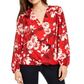 INC International Concepts Women's Red Floral Print Surplice Top Size Petite Small