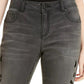 INC International Concepts Women's Flocked Leopard Print Skinny Jeans Black Size 6
