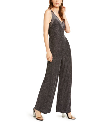 Bar III Women's Sleeveless V Neck Tank Evening Jumpsuit Black Size Medium