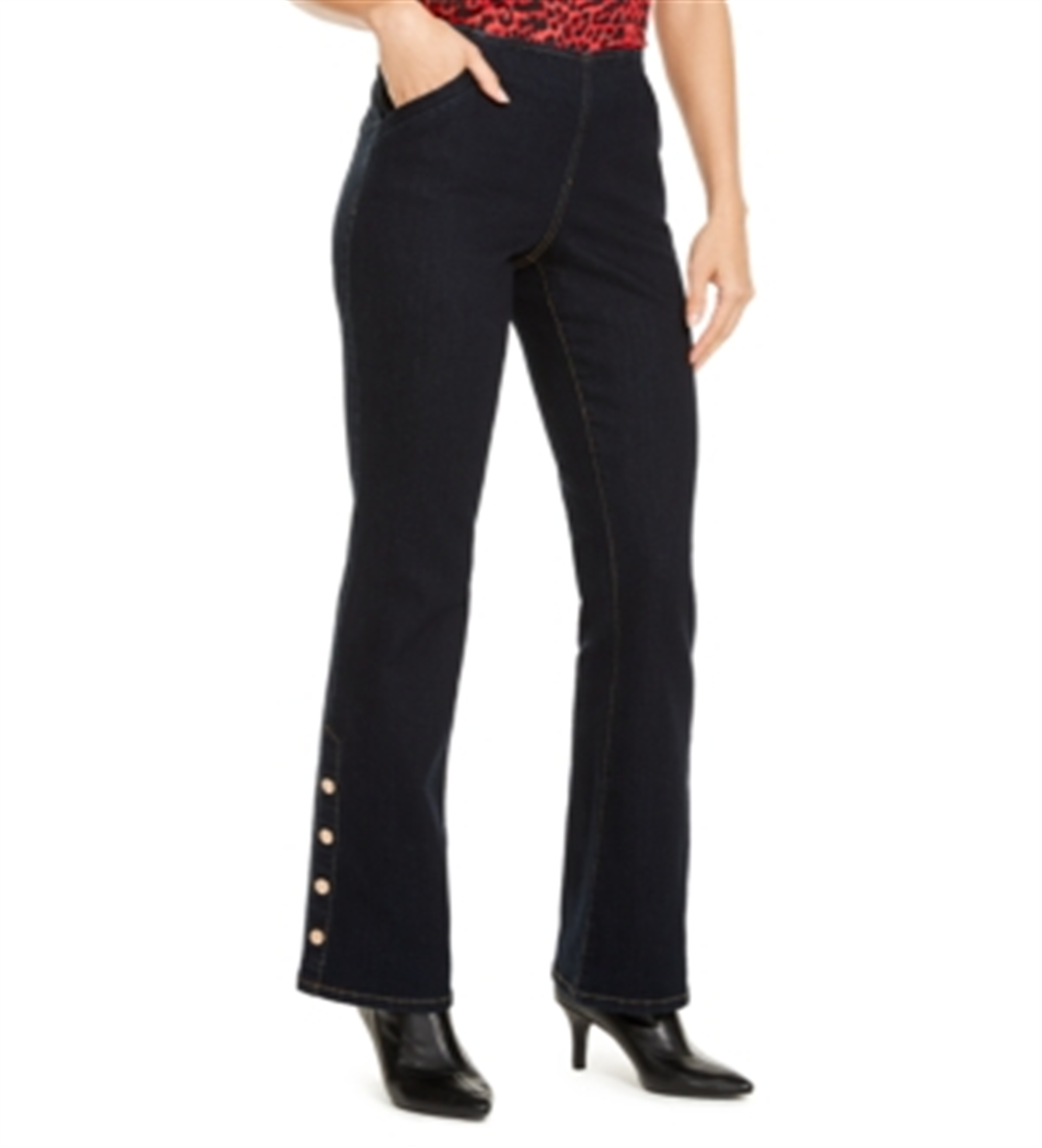 INC International Concepts Women's Snap Hem Bootcut Jeans Blue Size 2