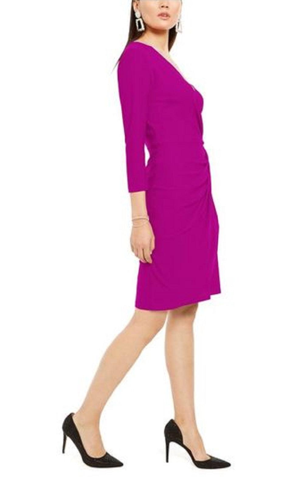 INC International Concepts Women's Rhinestone Wrap Dress Pink Size Large